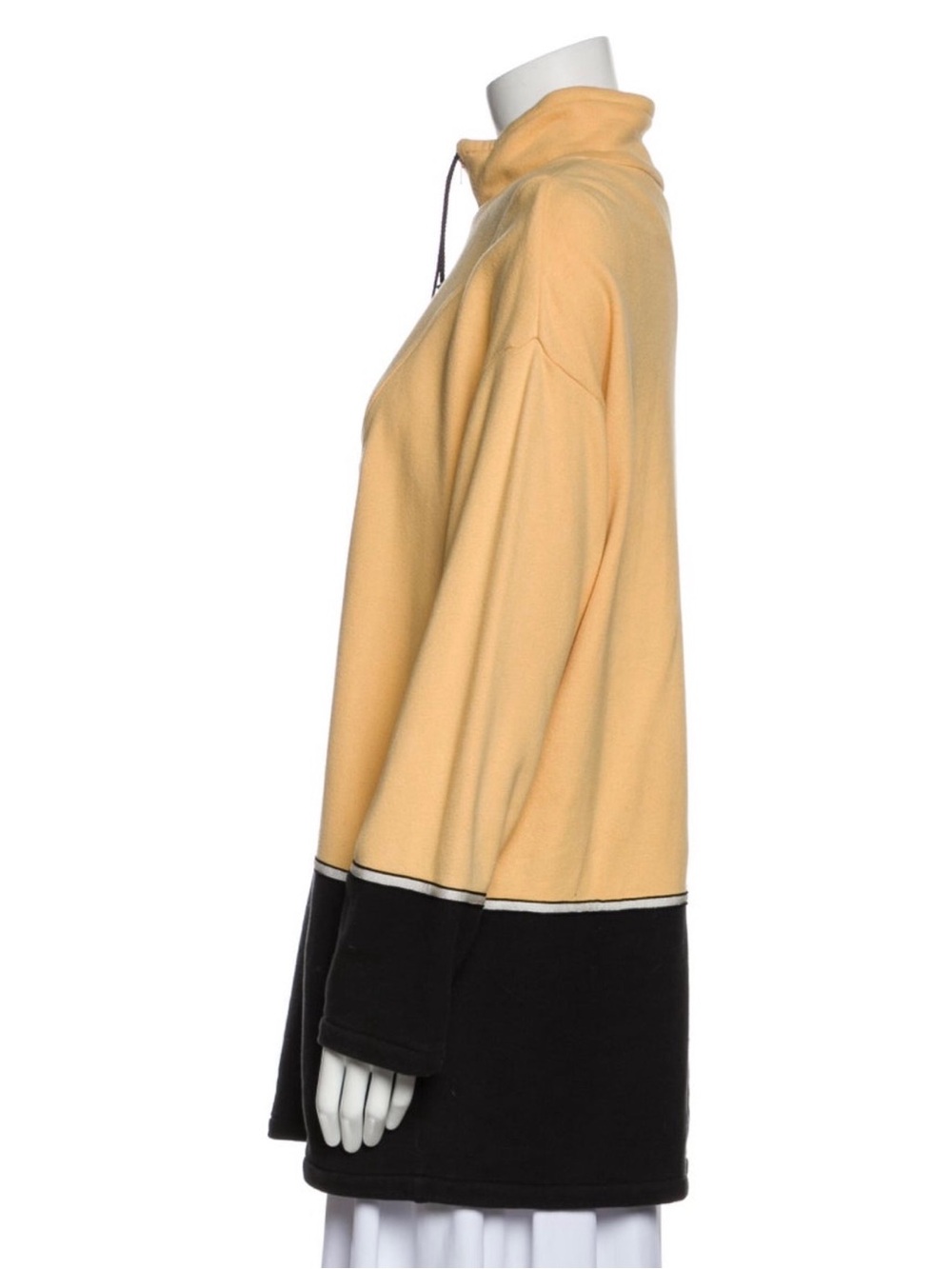 St. John Sport Mock Neck Yellow & Black Half-Zip Pullover Oversized Sweatshirt - Picture 3 of 4